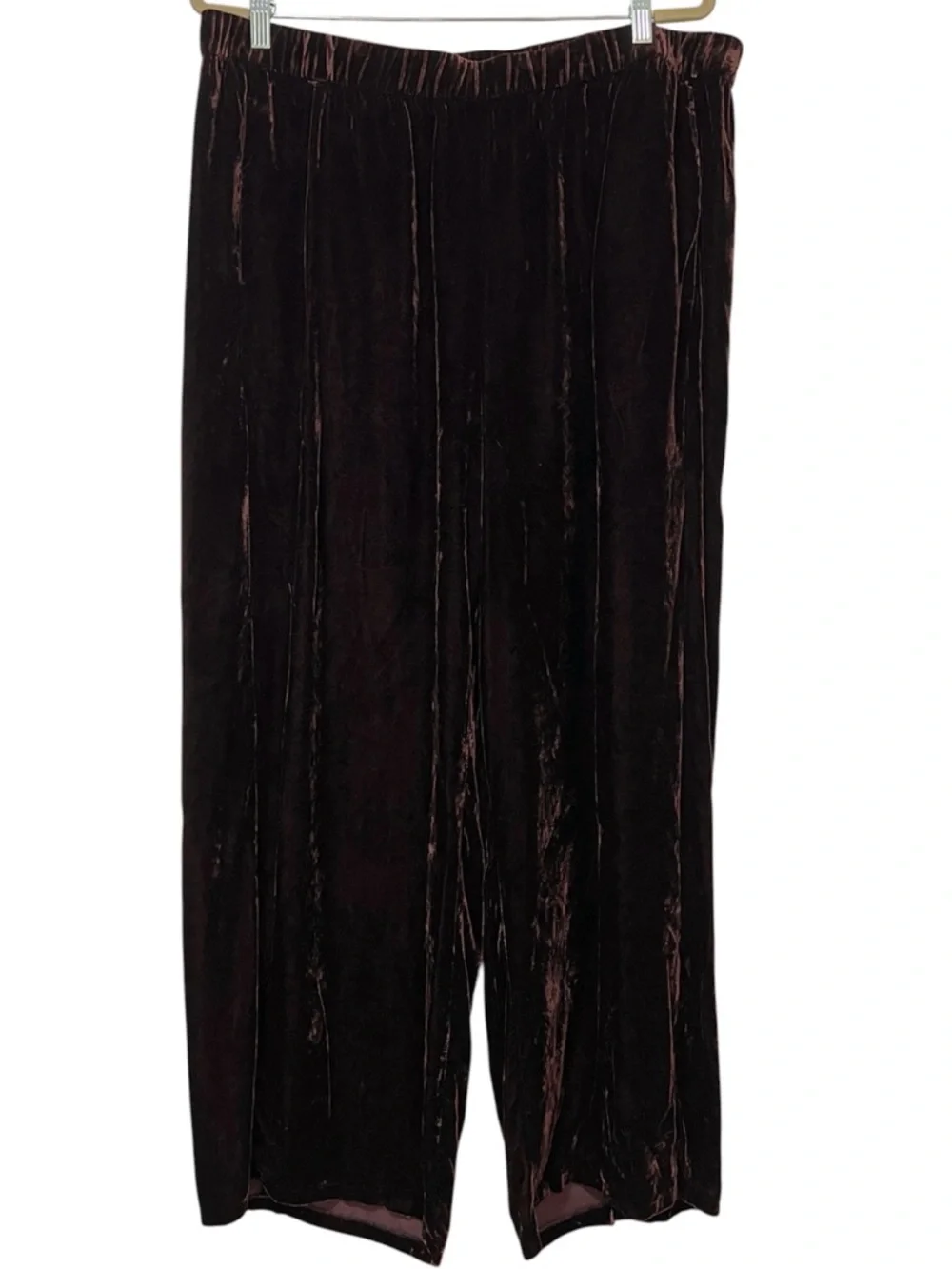 Eileen Fisher Velvet Wide Leg Pants XL Brown - Picture 2 of 6